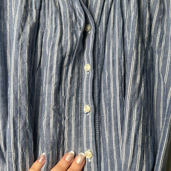 Anthropologie Isabella Sinclair Piper Flutter-Sleeve Stripe Shirtdress Size Smal - Picture 5 of 7